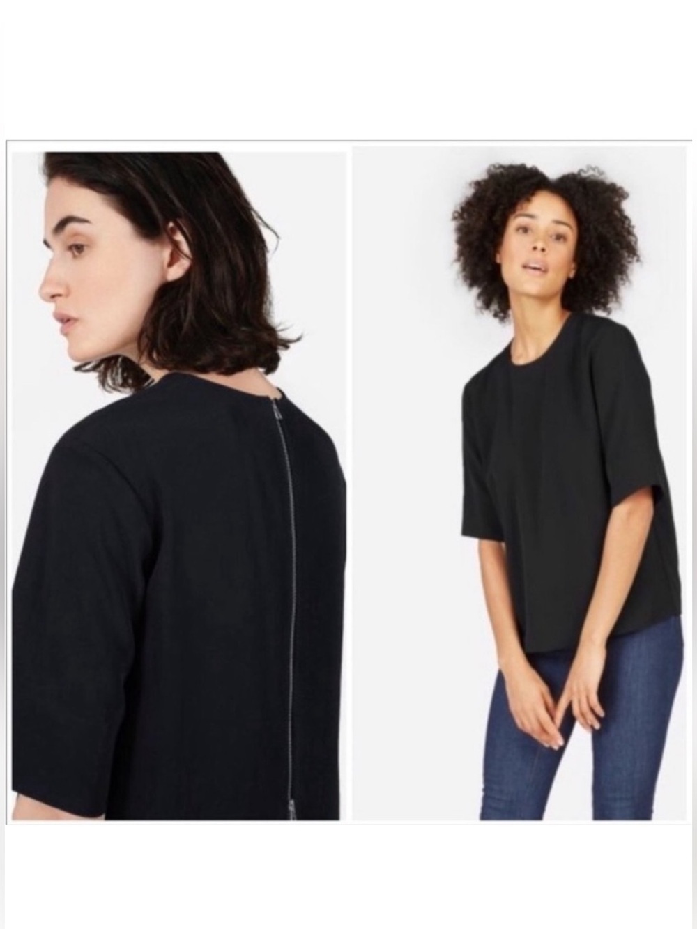 New Everlane back zip top Japanese goweave blouse work solid contemporary modern